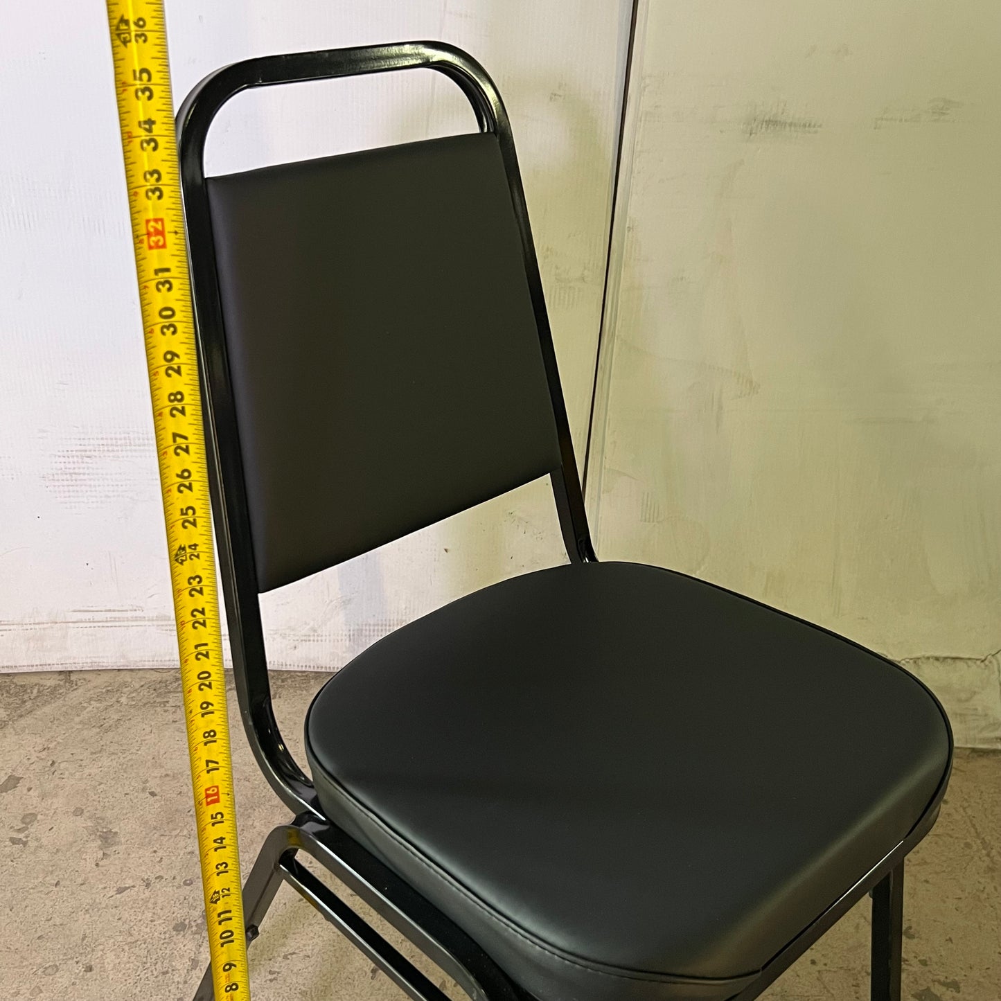 (2 PACK) Stackable Banquet Chair with Trapezoidal Backrest 16"W x 16"L x 35"H Black 164CHAIRBKBK
