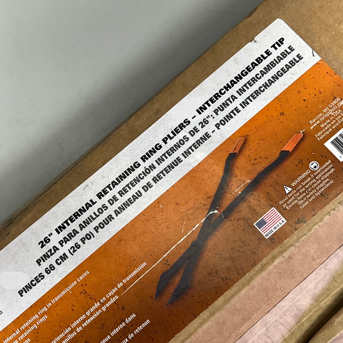 LANG TOOLS Internal Retaining Ring Pliers Interchangeable Tip 26" Black 1489