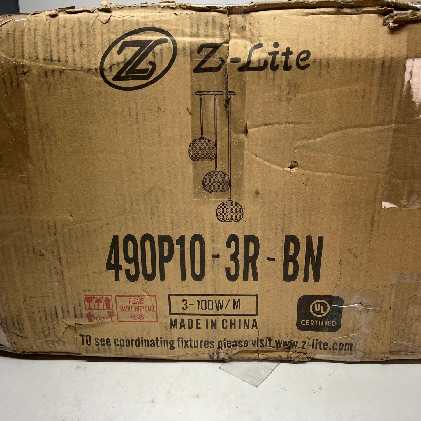 Z-LITE 3 Light Pendant Modern Eye Catching Fixture Silver/Clear 490P10-3R-BN