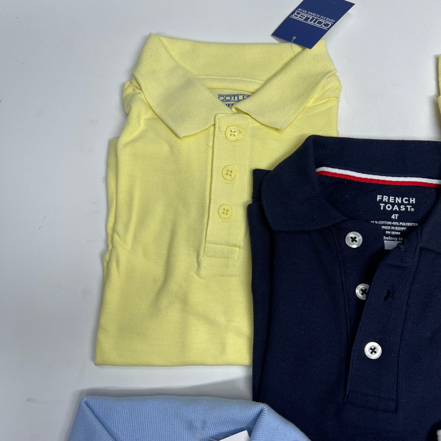 ZA@ (LOT OF 5) 3 Button Short Sleeve Polo Shirts  Boy's Sz 4T Yellow, Navy, Light Blue & White