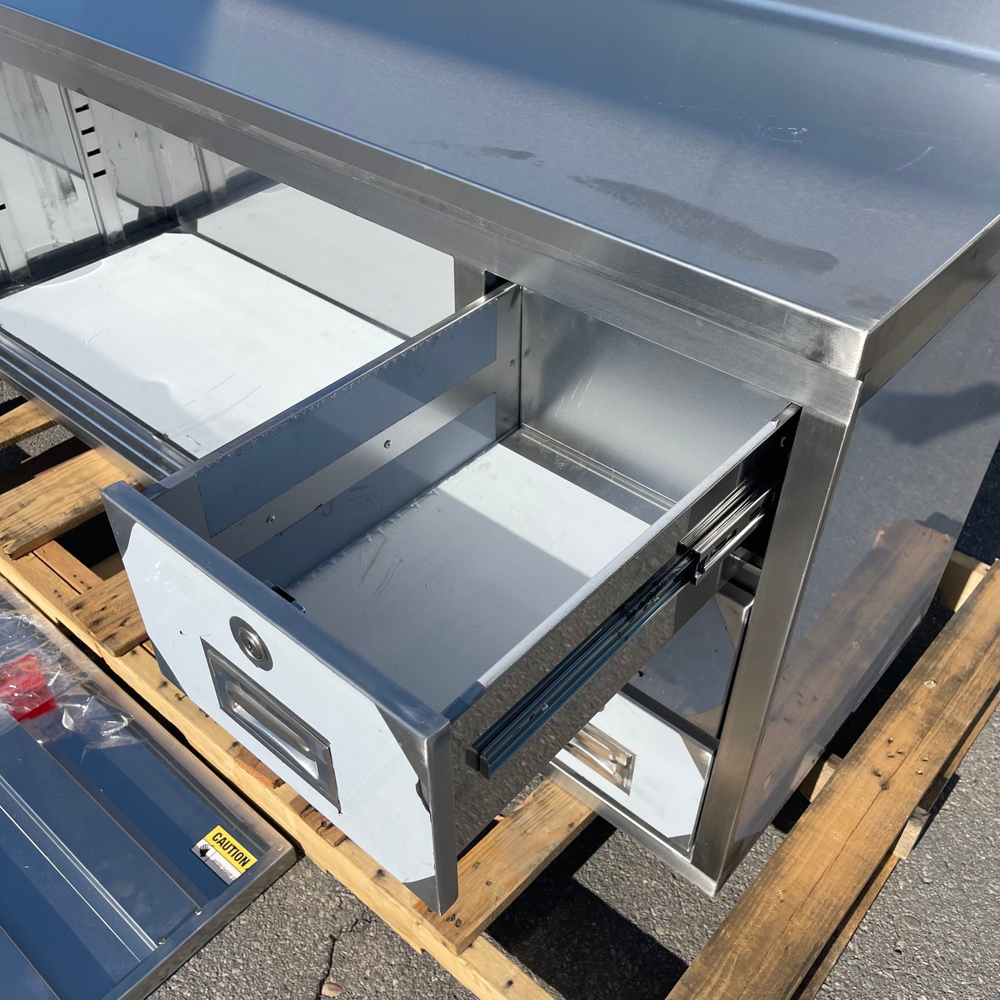 Z@ REGENCY Enclosed Base Sliding Doors Table 74”x36”x24” Stainless Steel 600EBTB2472R (AS-IS)