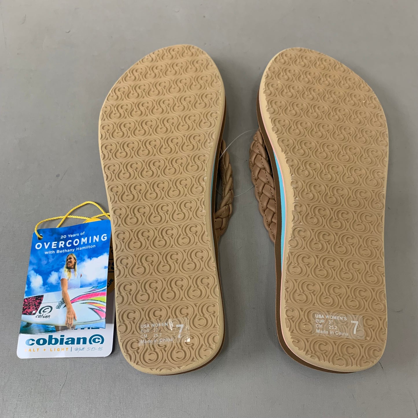 COBIAN Braided Pacifica Sandals Women's SZ 7, EU 41 TAN BBP23-230-7