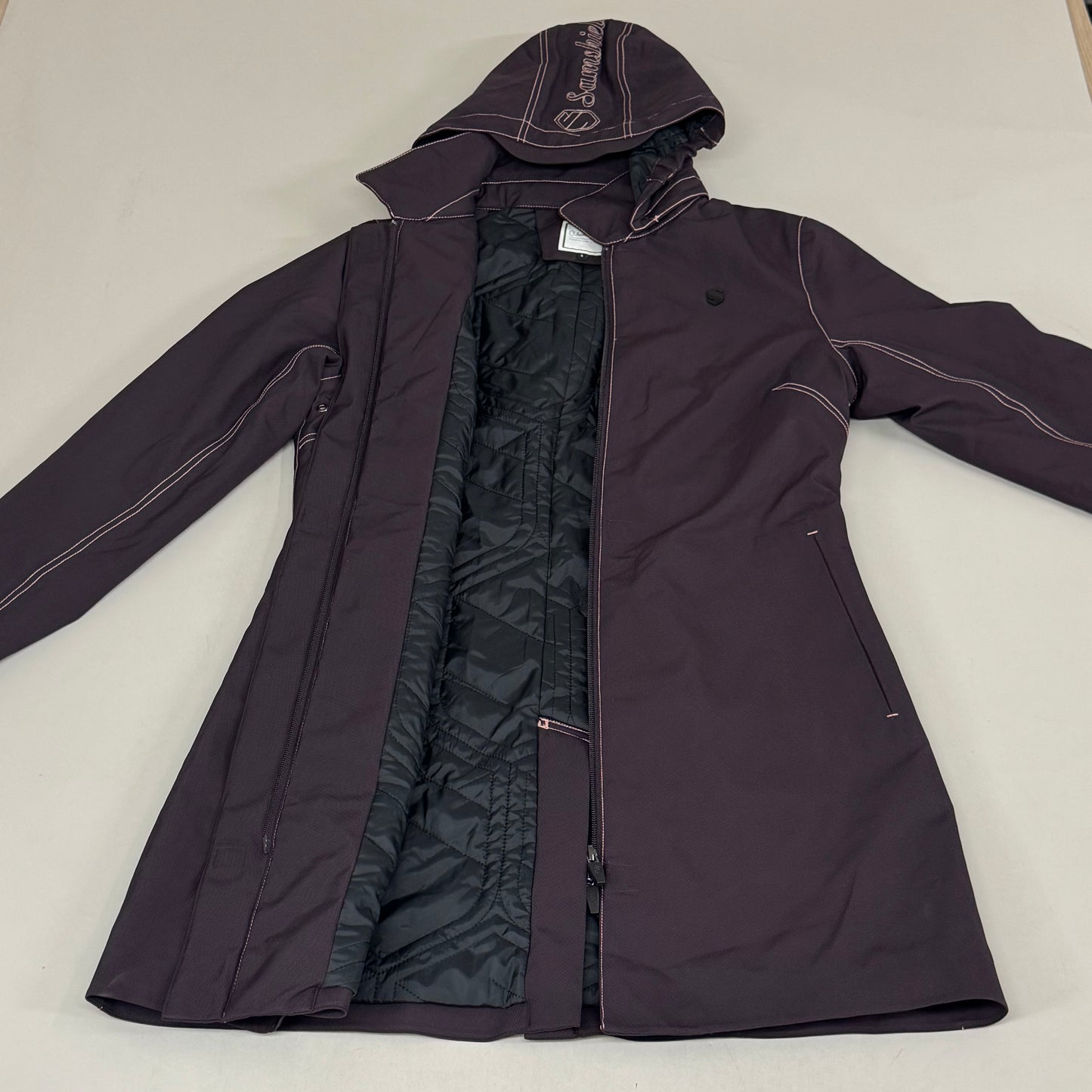 SAMSHIELD Delfina Equestrian Winter Coat Water Resistant Pink Stitching Women's Sz S Aubergine