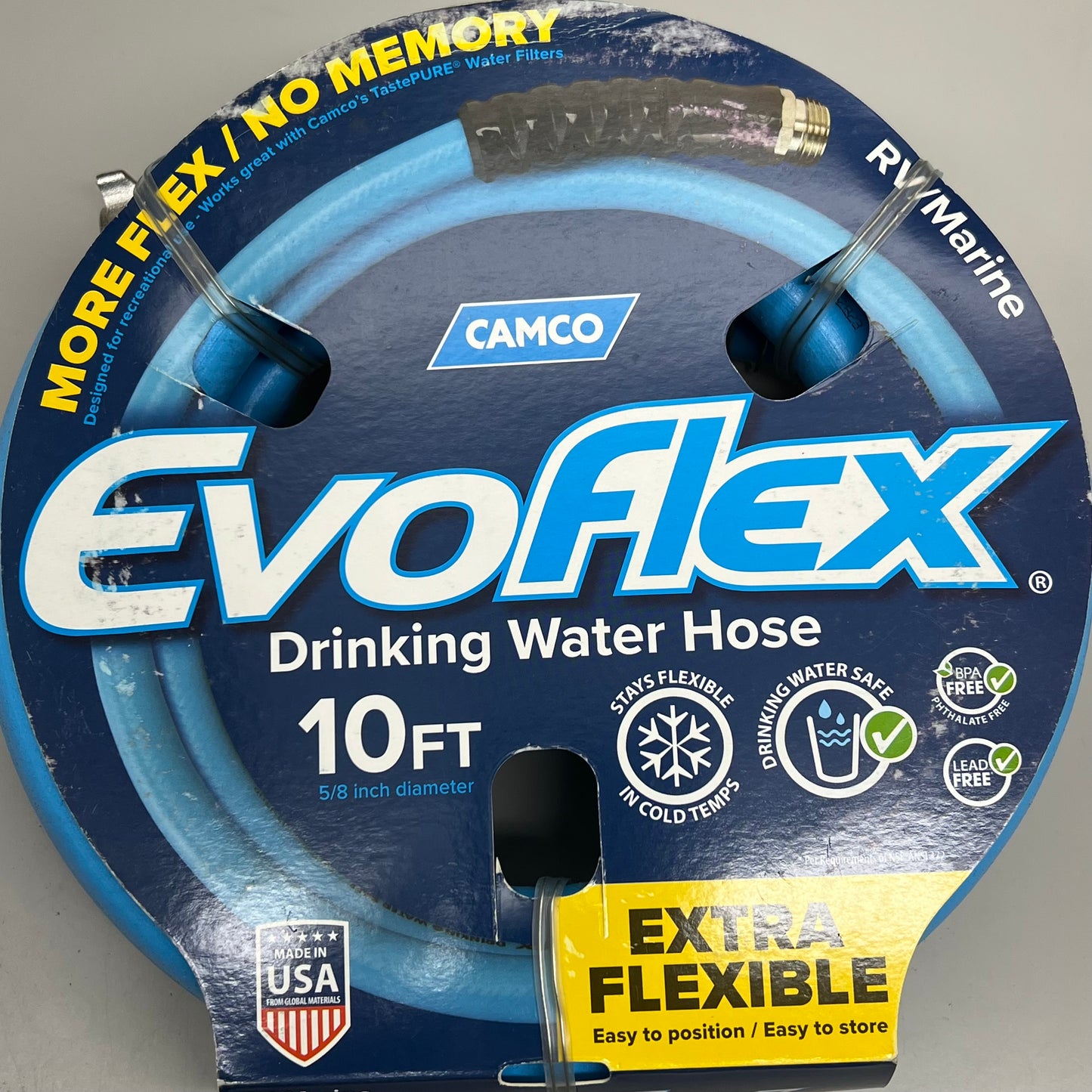 CAMCO 10ft EvoFlex Drinking Water Hose BPA-Free 5/8" ID Ideal for RV & Marine 22592