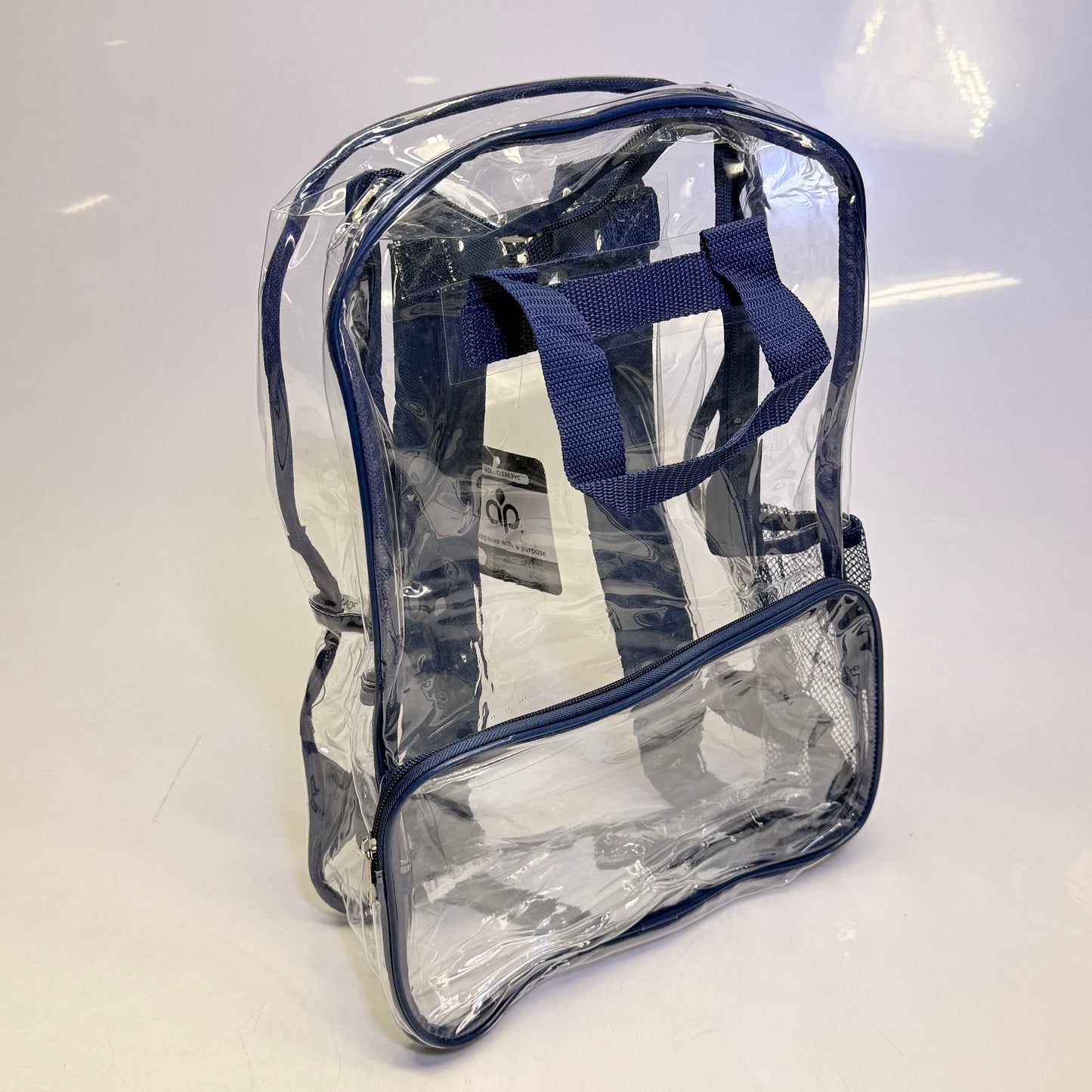 BWAP 17" Clear Plastic Backpack 17" x 12" x 6" Color Blue Navy BP1643