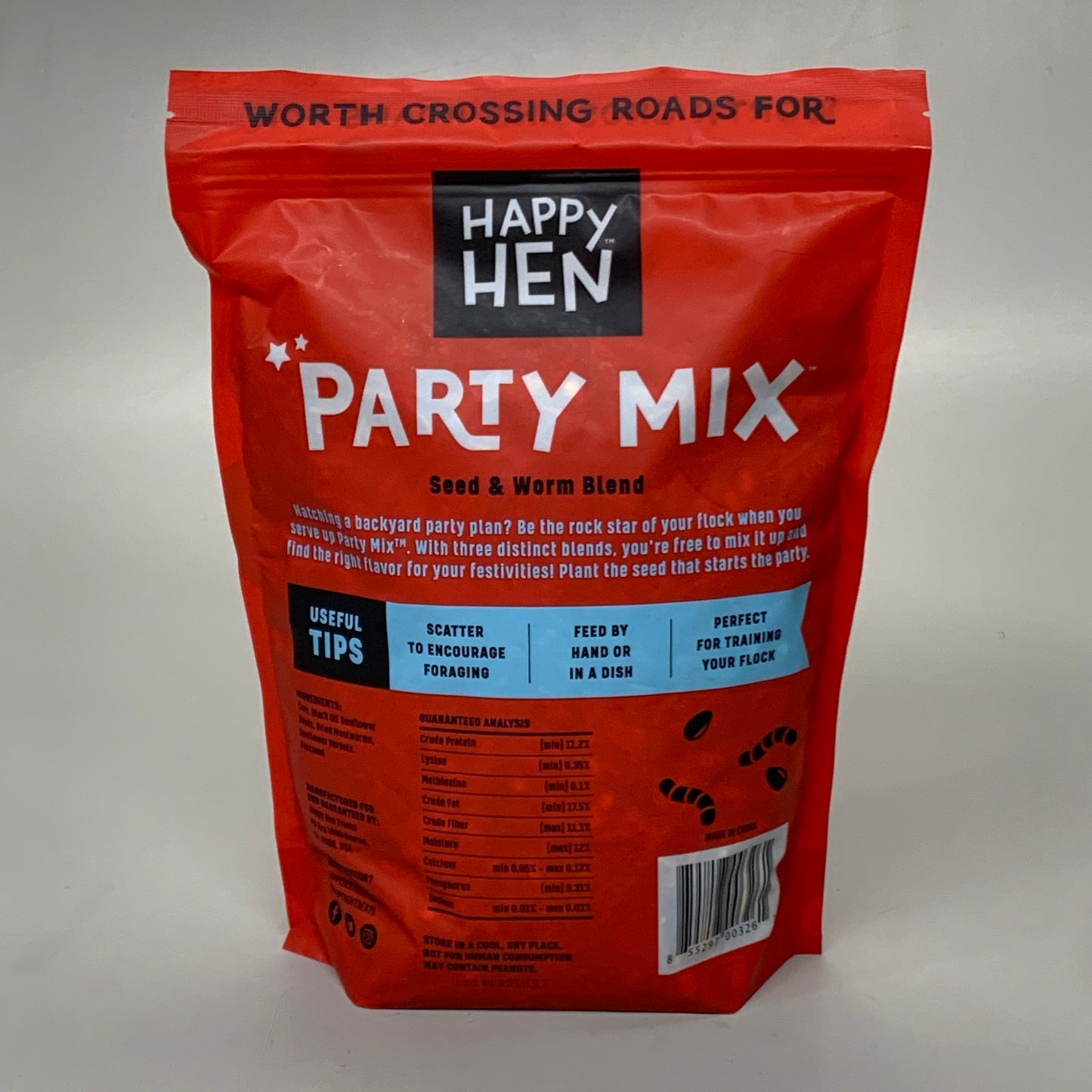 HAPPY HEN (2 PACK) Party Mix Seed & Worm Blend High Protein 2 lbs 855297003261