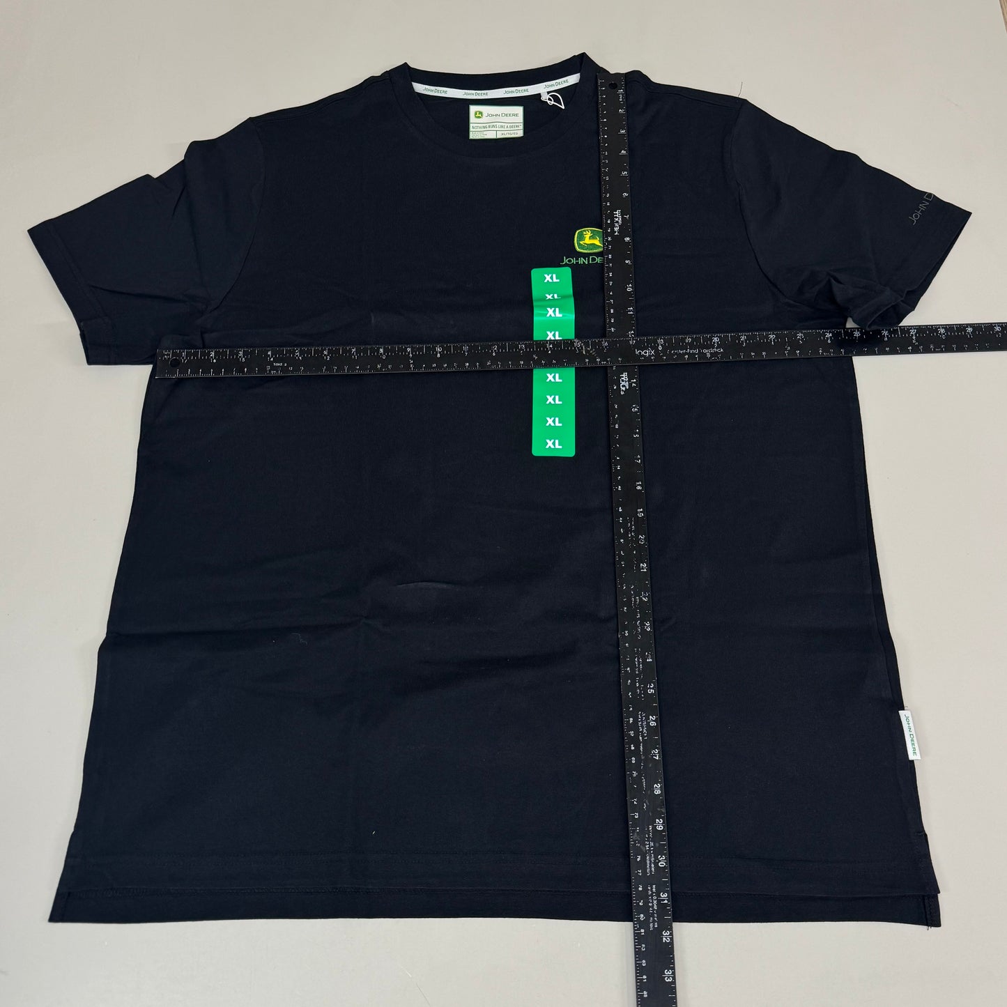 JOHN DEERE Embroidered Logo Short Sleeve Tee Shirt Men's Sz XL Black 1896842