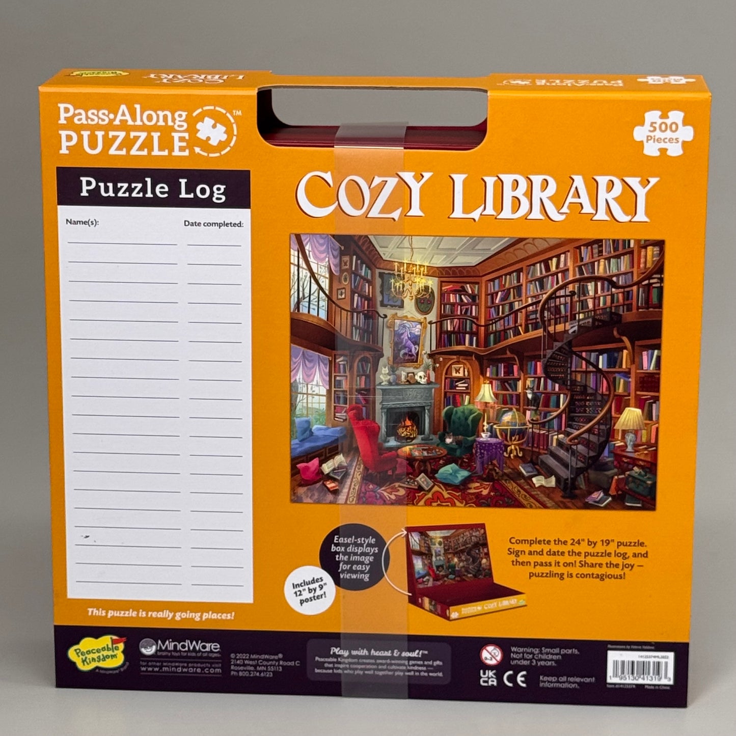 PEACEABLE KINGDOM Pass Along Puzzle Cozy Library 500 Pieces 11" x 11.5" 14125374