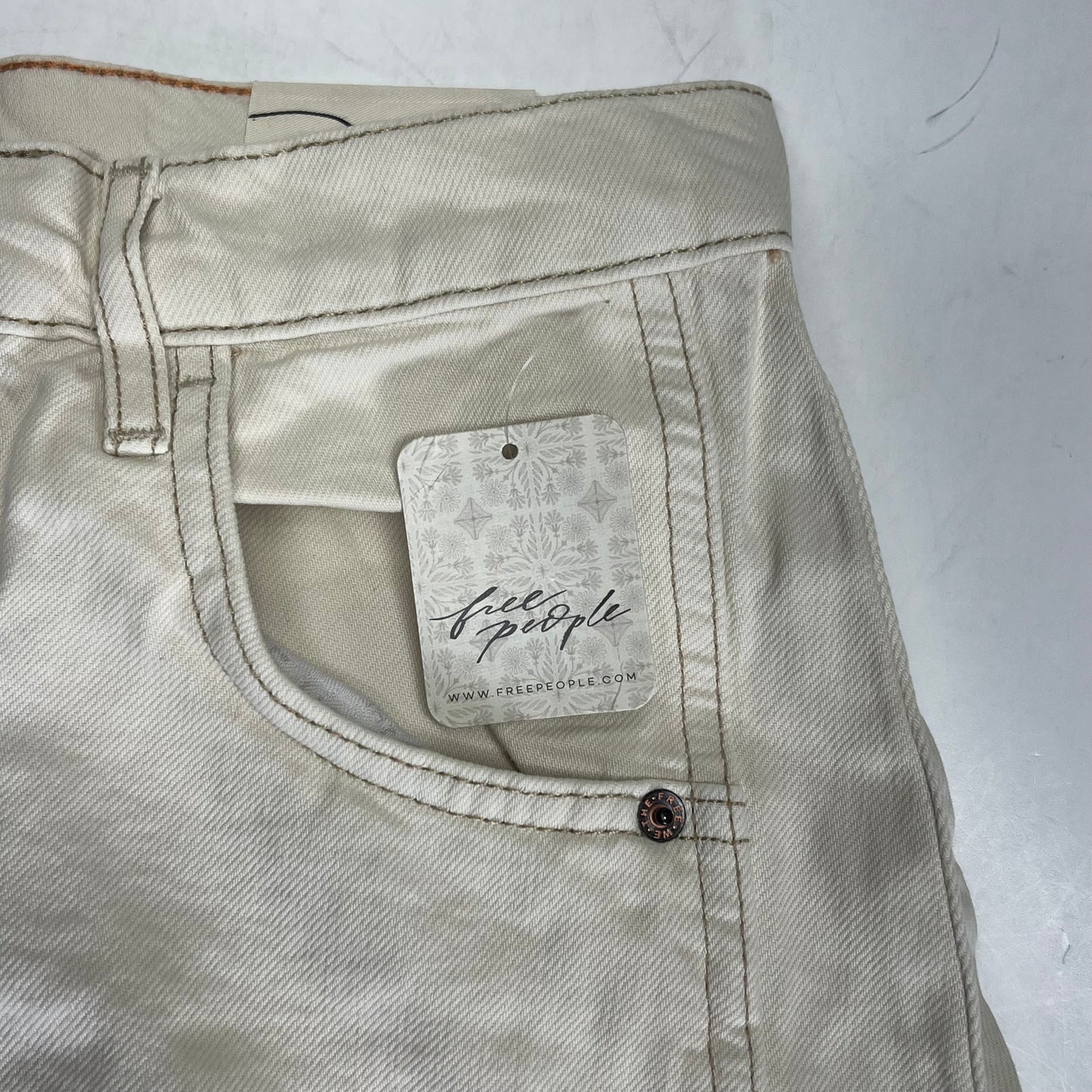FREE PEOPLE  Good Luck Mid-rise Barrel Jeans  Women's Sz S Milk 82199597