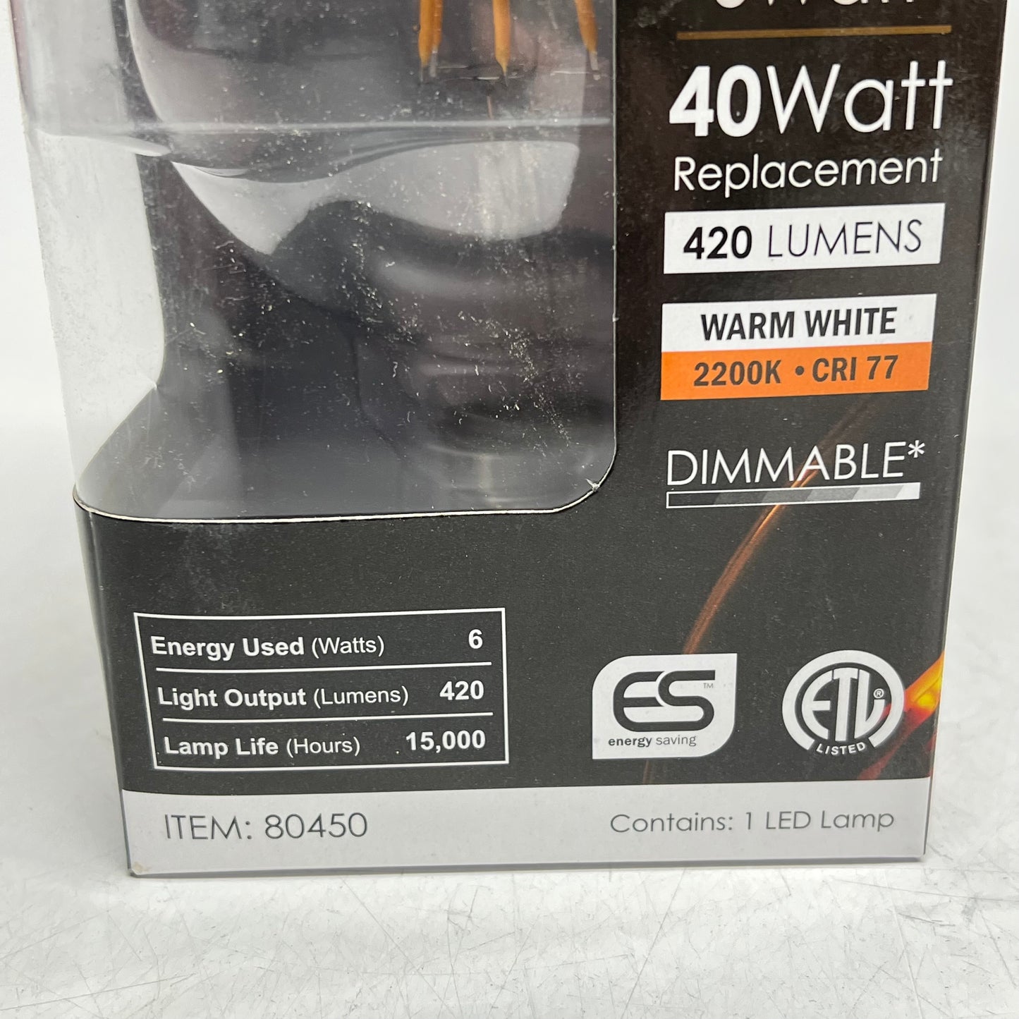 SUNLIGHT (2 PACK) Led Antique Style G30 Lamp Bulb  15,000 Hr Warm White 80450