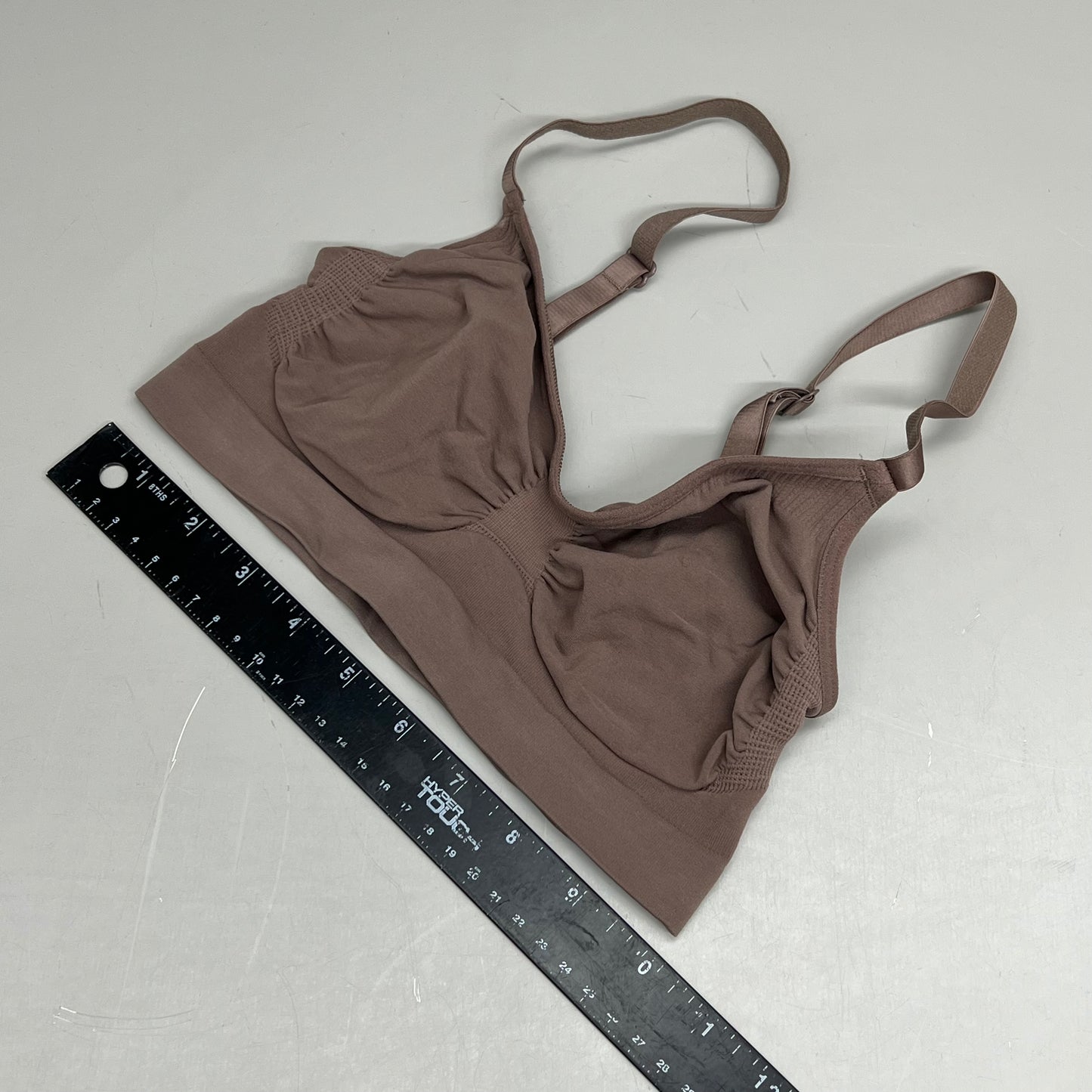 SKIMS Strong Support Seamless Bralette Pique Stitching Women's Sz S Umber