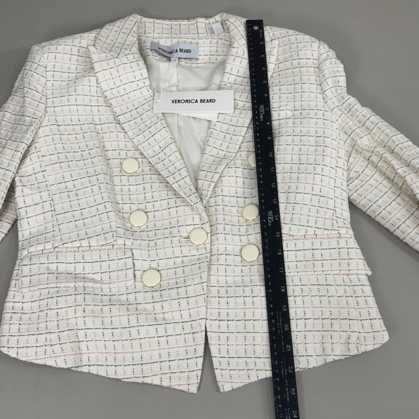 VERONICA BEARD Women's Diego Dickey Jacket Sz-12 Ivory/Multi 2406TW651509