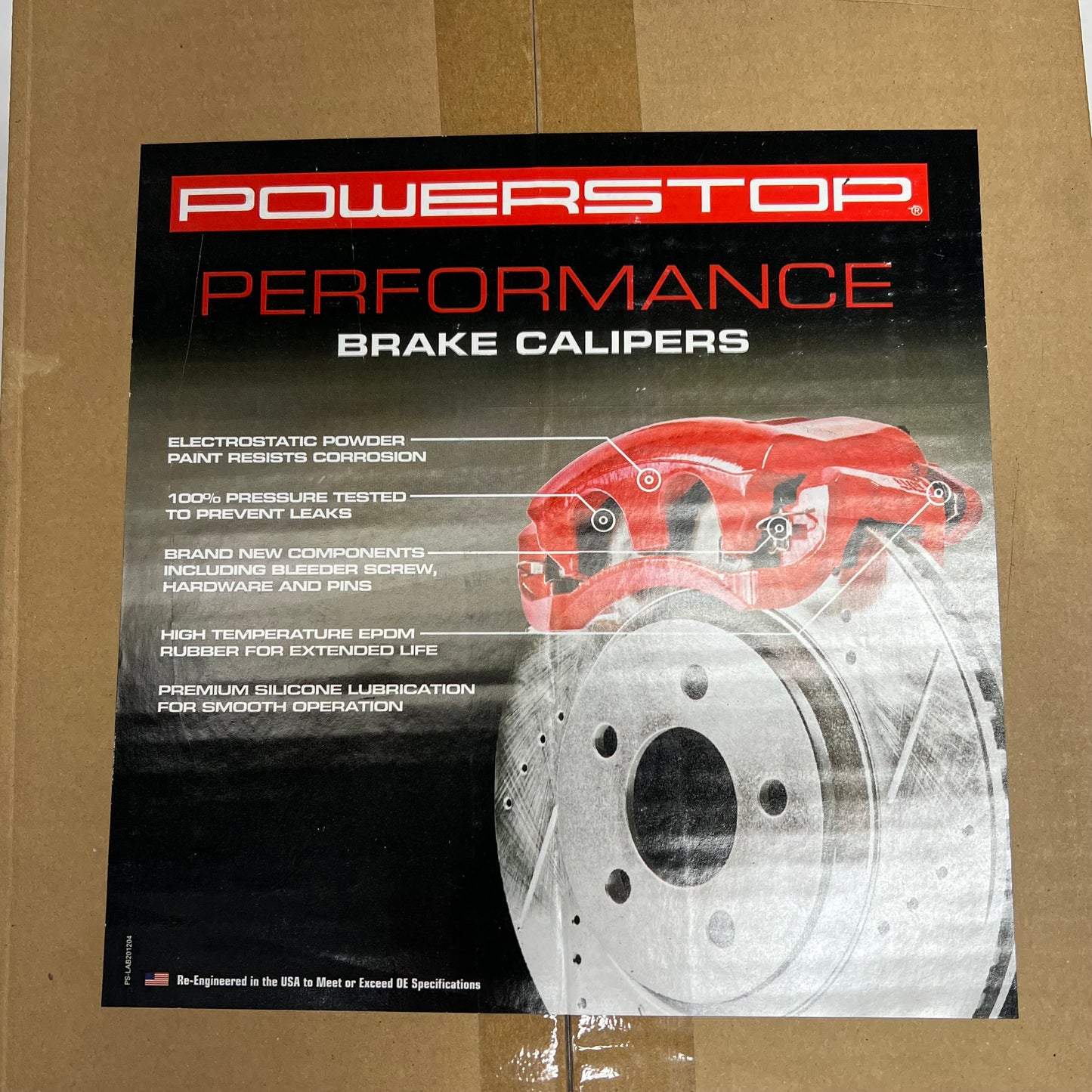 POWER STOP Disc Brake Caliper Set Cast Iron Powdercoated W/ Bracke Red S2808
