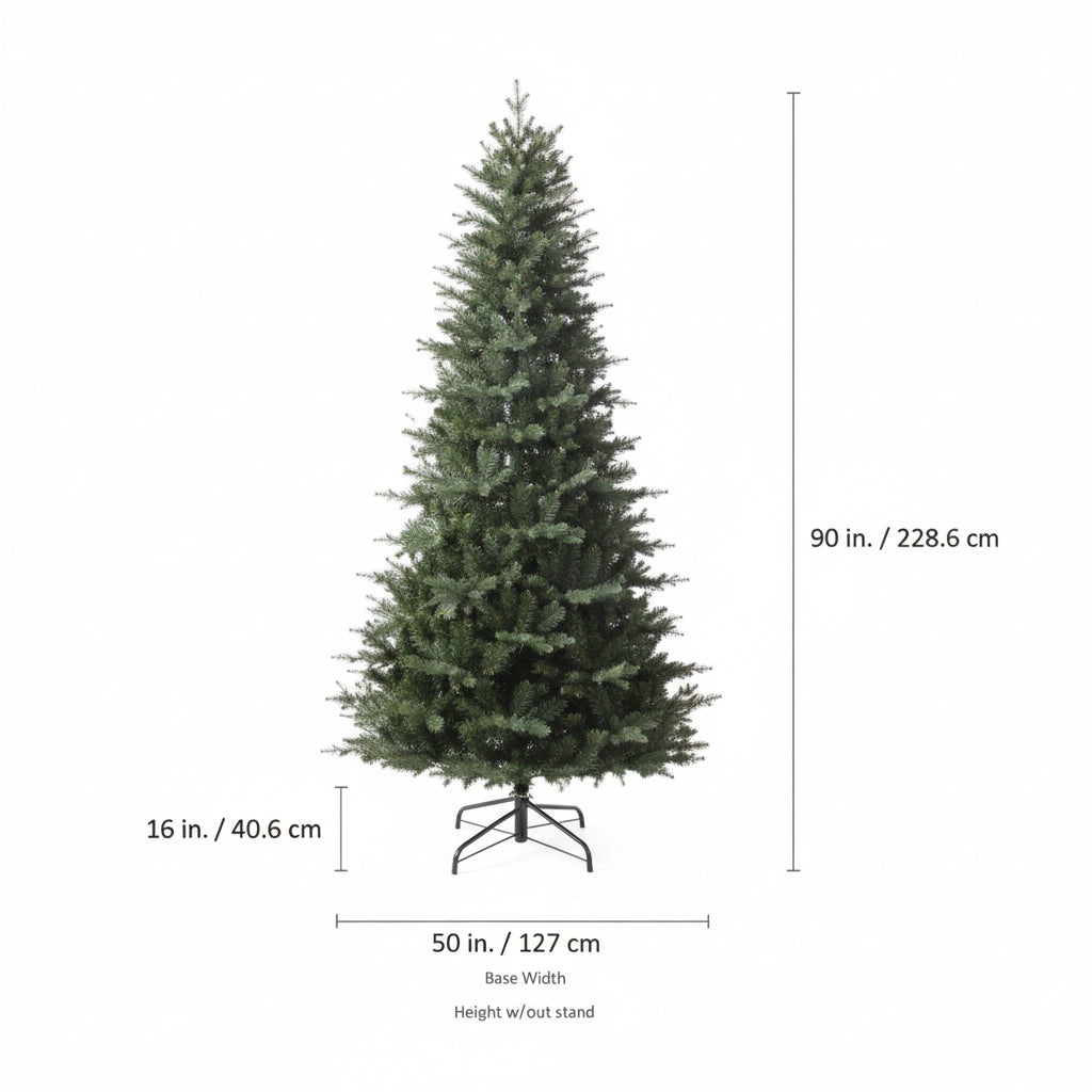 HAUTE DECOR  LED Pre-Lit Queensbury PE Fir Christmas Tree 7.5 ft Green DCCT7508