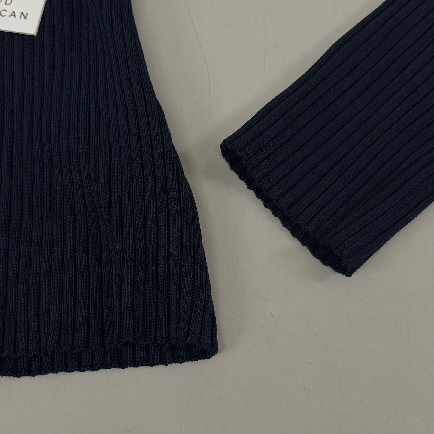 GOOD AMERICAN Shine Rib V-Neck Cardigan Women's Sz Small NEW Navy002 GSK0245