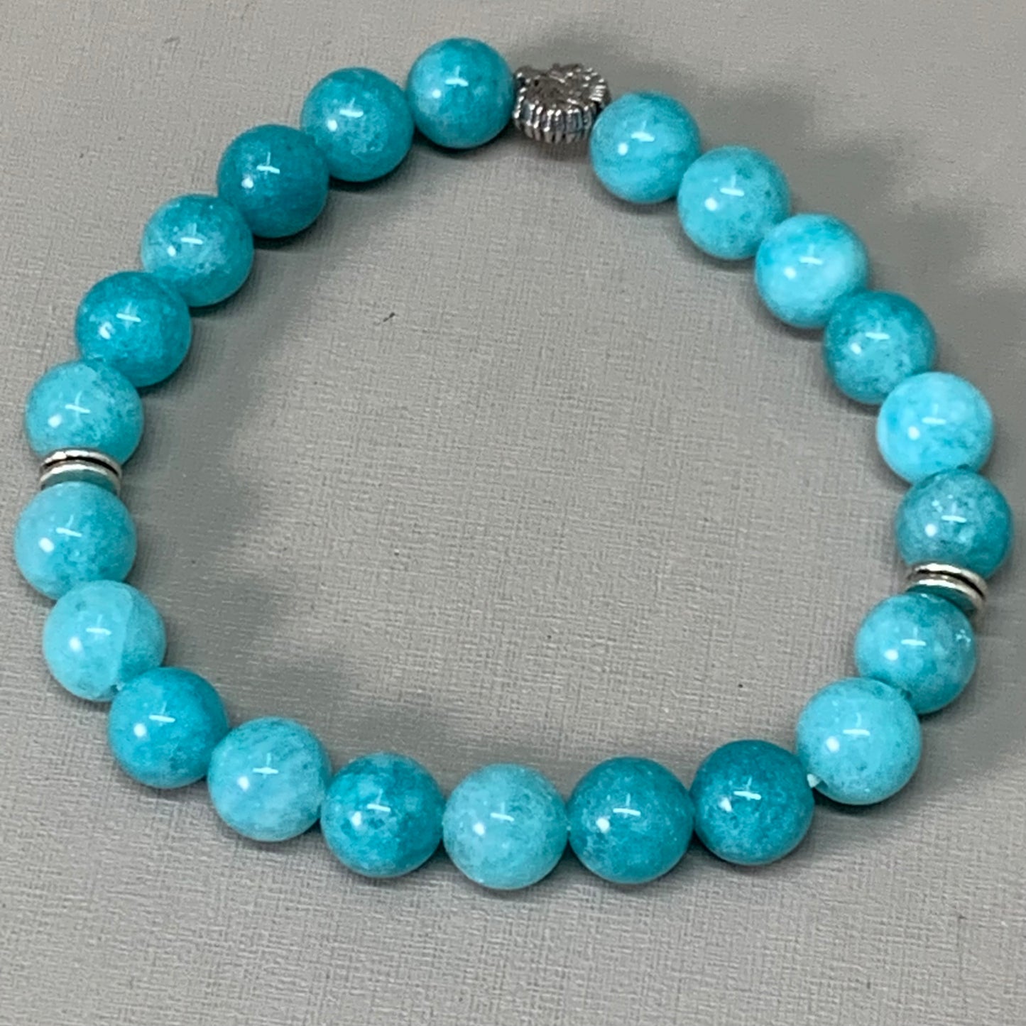 BEST WHOLESALE (12 PACK) Beaded Turquoise Crystal Bracelets 3" Silver Tree New