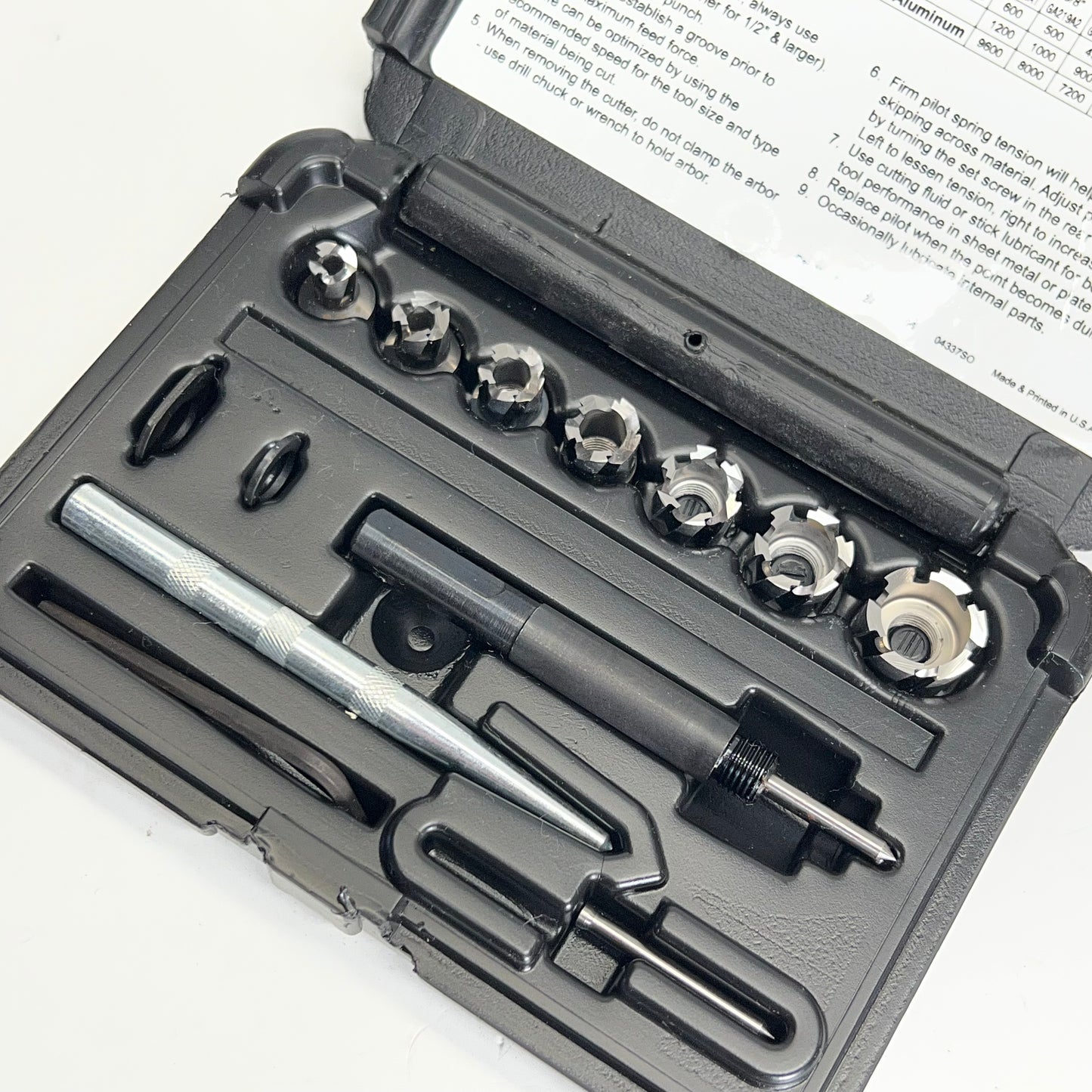 BLUE POINT Snap on Sheet Metal Hole Cutter Kit Design Prevents Clogging GA219B