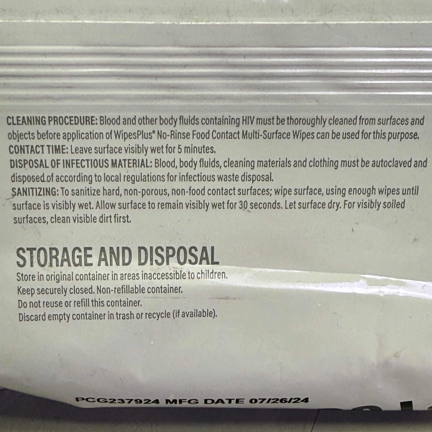 ZA@ WipesPlus No-Rinse Contact Surface Wipes 6 Pack (80 Each, 480 Total) 37608