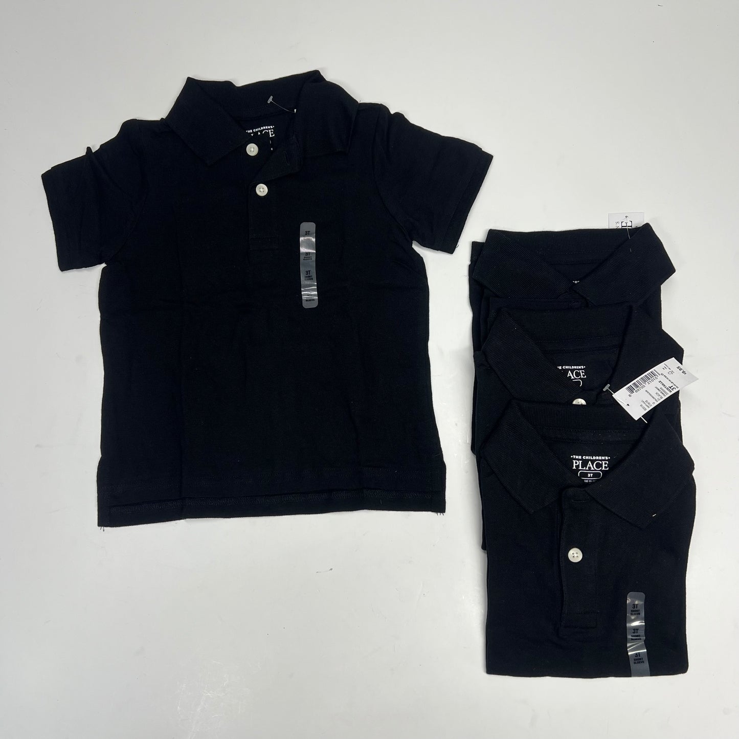 THE CHILDRENS PLACE (4 PACK) Uniform Soft Pique Polo Shirt Boy's sz 3T Black
