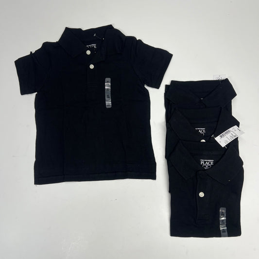 THE CHILDRENS PLACE (4 PACK) Uniform Soft Pique Polo Shirt Boy's sz 3T Black