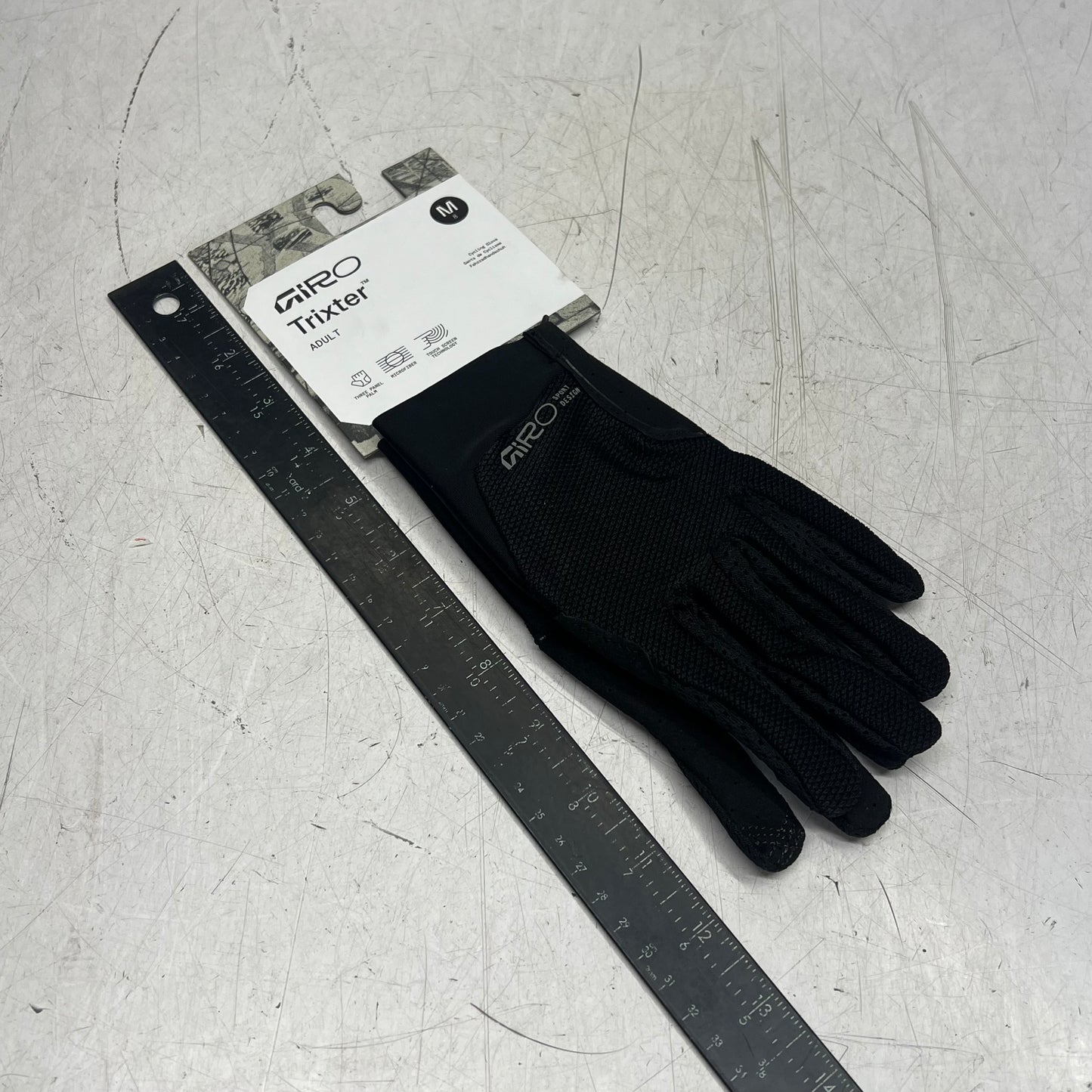 GIRO Trixter Glove Lightweight Instachill Fabric Unisex Sz M Black 7200323