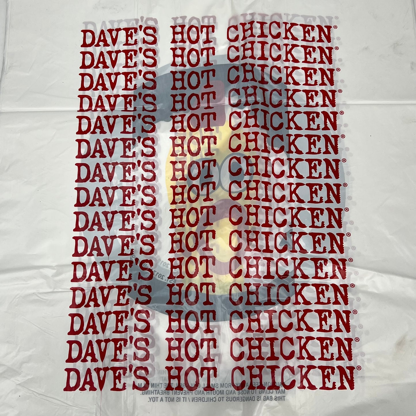 ZA@ DAVE'S HOT CHICKEN (1200 PACK) Plastic Takeout Bags 22x13x8" White 138221200DHC