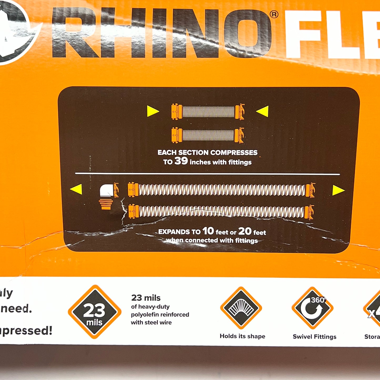 CAMCO Rhino Flex Rv Sewer Hose Kit 360 Degree Swivel Fittings 20' Black 39741