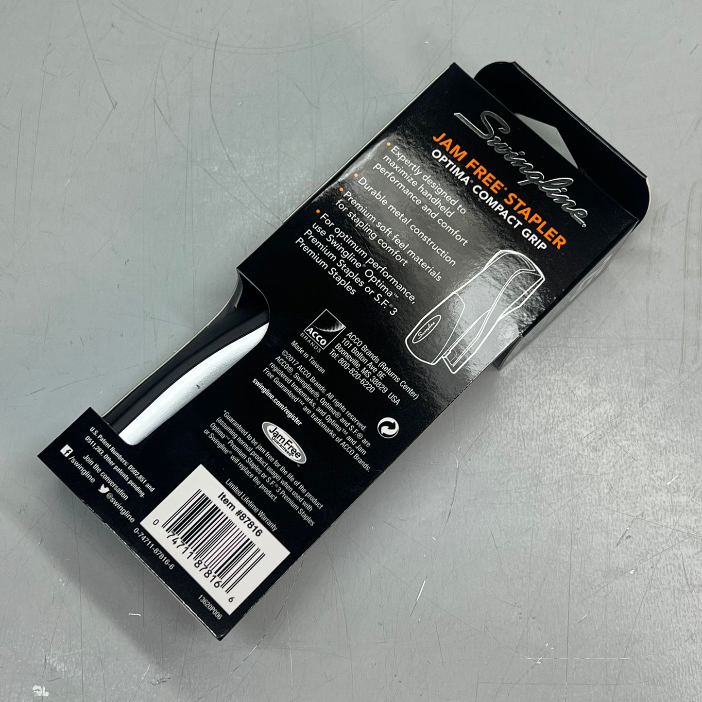 SWINGLINE Optima Compact Grip Stapler Jam Free 25-Sheet Capacity Silver 87816