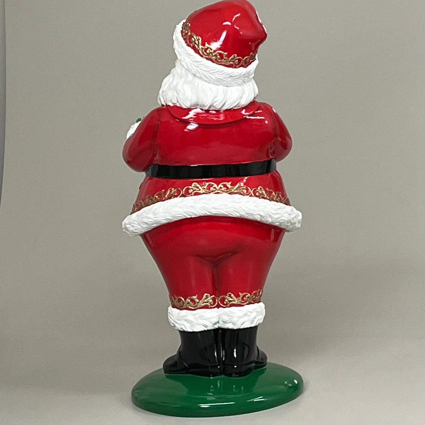 RAZ IMPORT Resin & Iron Santa Butler w/ Plate Food Safe Gold/Red 24.25" 4457707