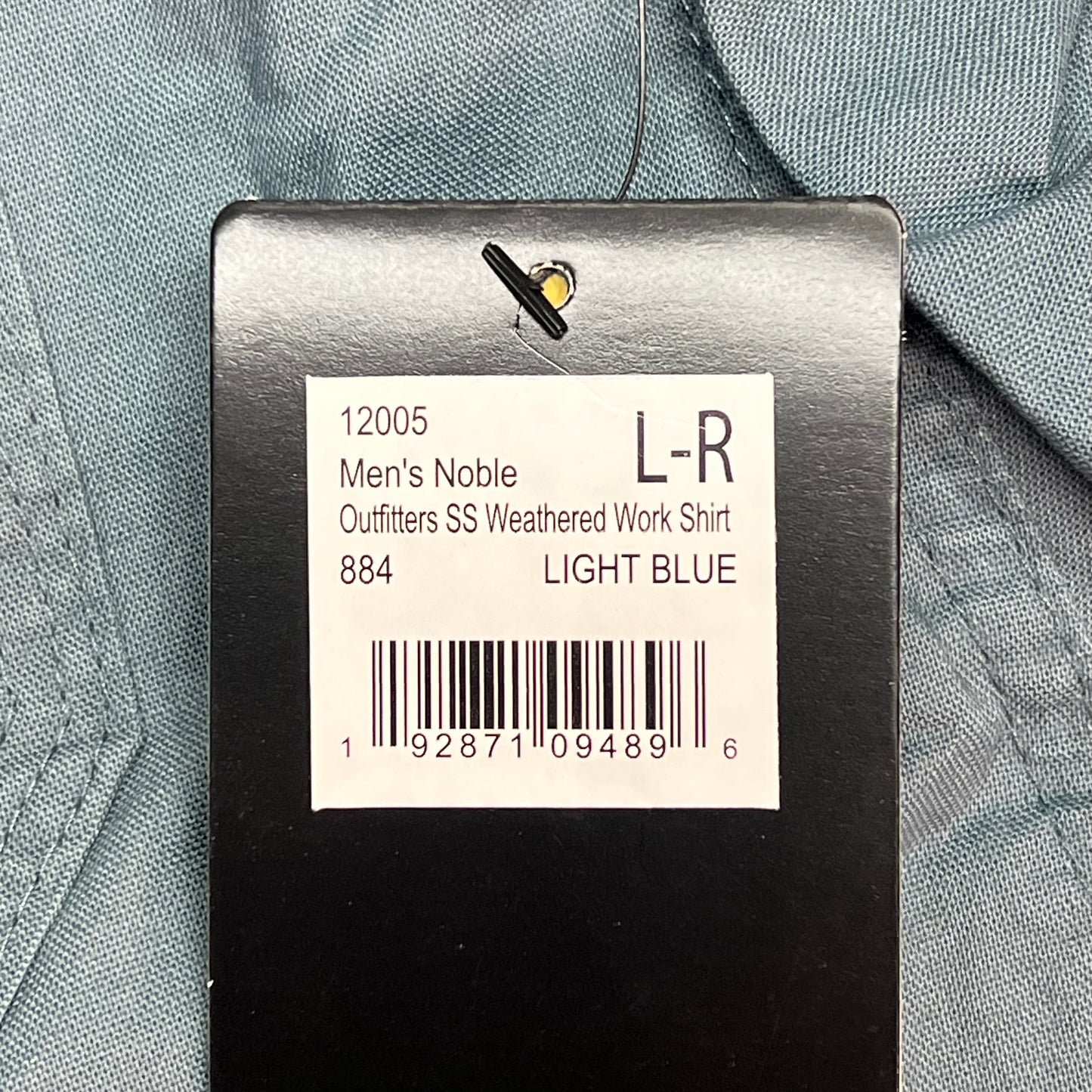 NOBLE OUTFITTERS Short Sleeve Weathered Work Shirt Men's Sz L-R Light Blue 12005