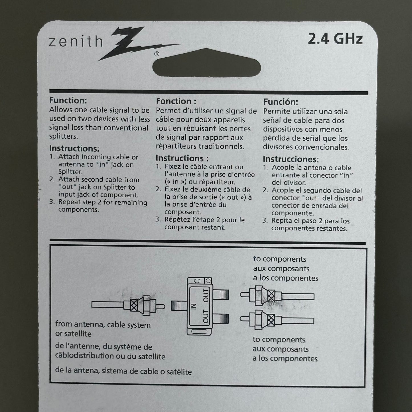 ZENITH (2 PACK) Premium 2-Way Coax Splitter 2.4GHz Protected 18K Gold VS3001SP2W