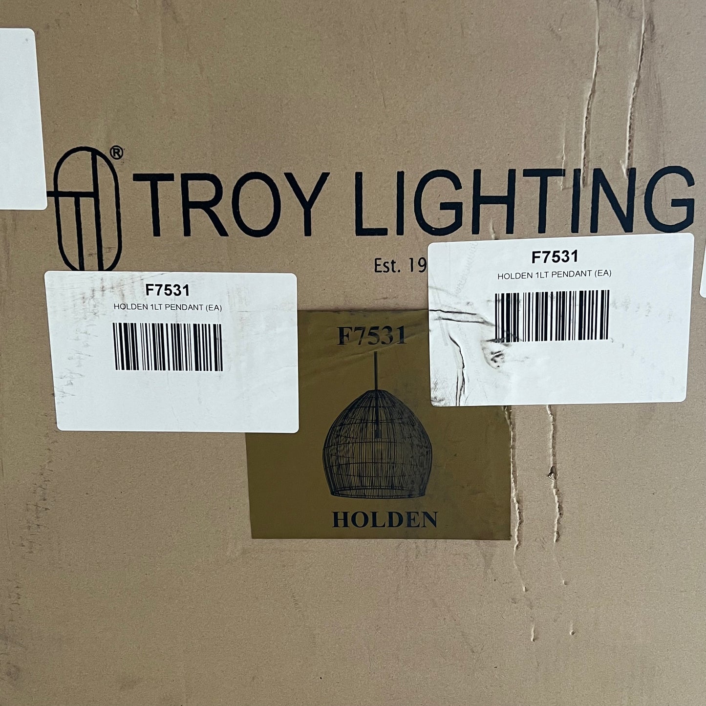TROY LIGHTING Holden Weave Faux Reed Outdoor Chandelier 25"w X 41"h Brown F753