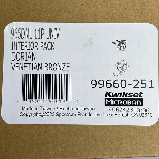 KWIKSET Dorian Interior Passage Lever Door Knob Set Venetian Bronze 99660-251