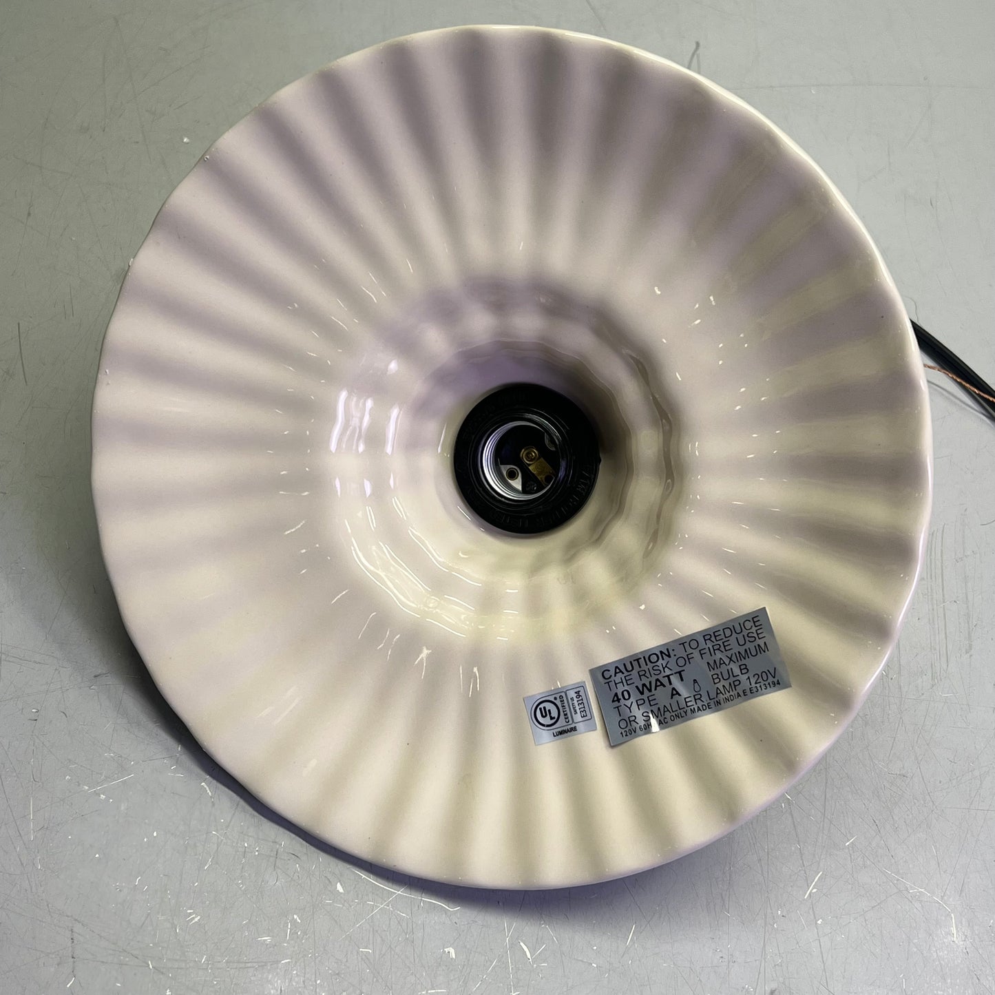 CREATIVE CO OP Elegant Stoneware Pleated Pendant Lamp 40-Watt Cream DF9520