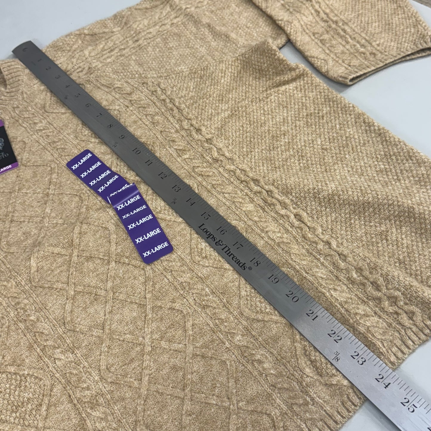 VINCE CAMUTO Cable Knit Sweater Women's Sz-XXL Latte Heather SC2895