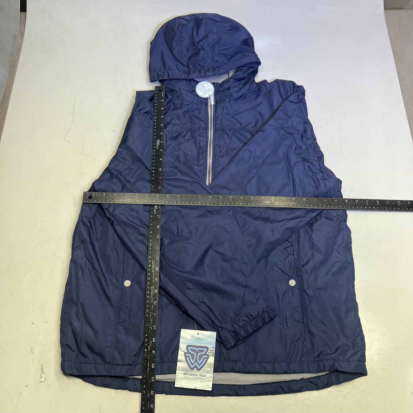 WHALES TAIL PERFORMANCE WEAR Fleece Lined Windbreaker Jacket Boys Sz XL Navy Blue