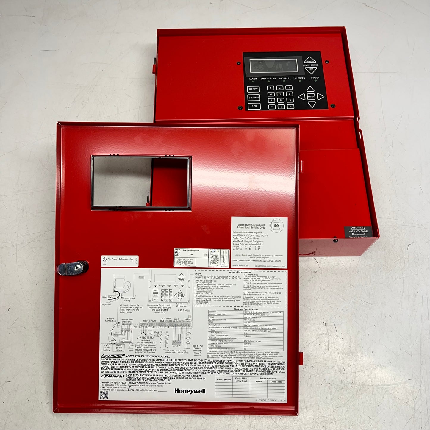 HONEYWELL Silent Knight Fire Alarm Control Panel In Cabinet 19x16x3 Red IFP-75