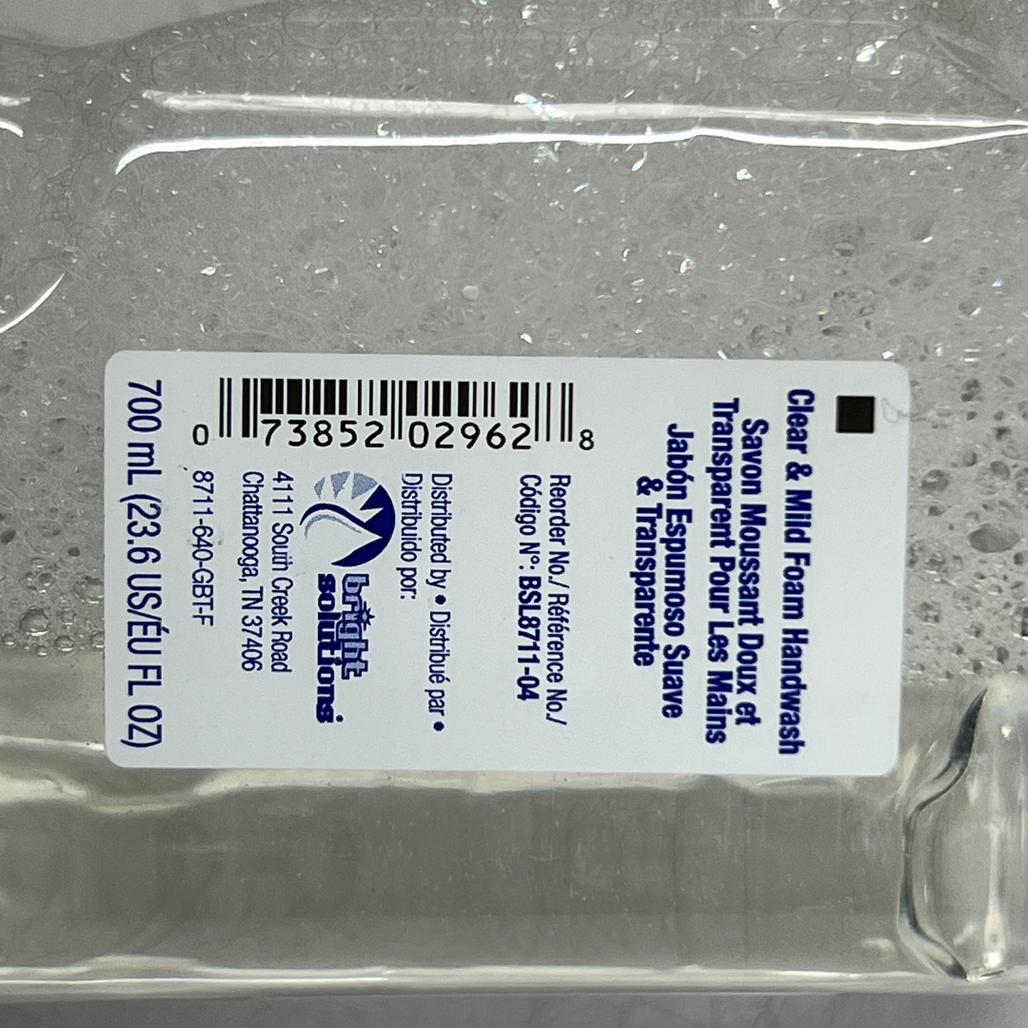 ZA@ BRIGHT SOLUTIONS (4 PACK) Clear & Mild Foam Handwash 23.6 fl. oz. Clear BB 10/28 BSL8711-04 (New Other, Distressed Box)