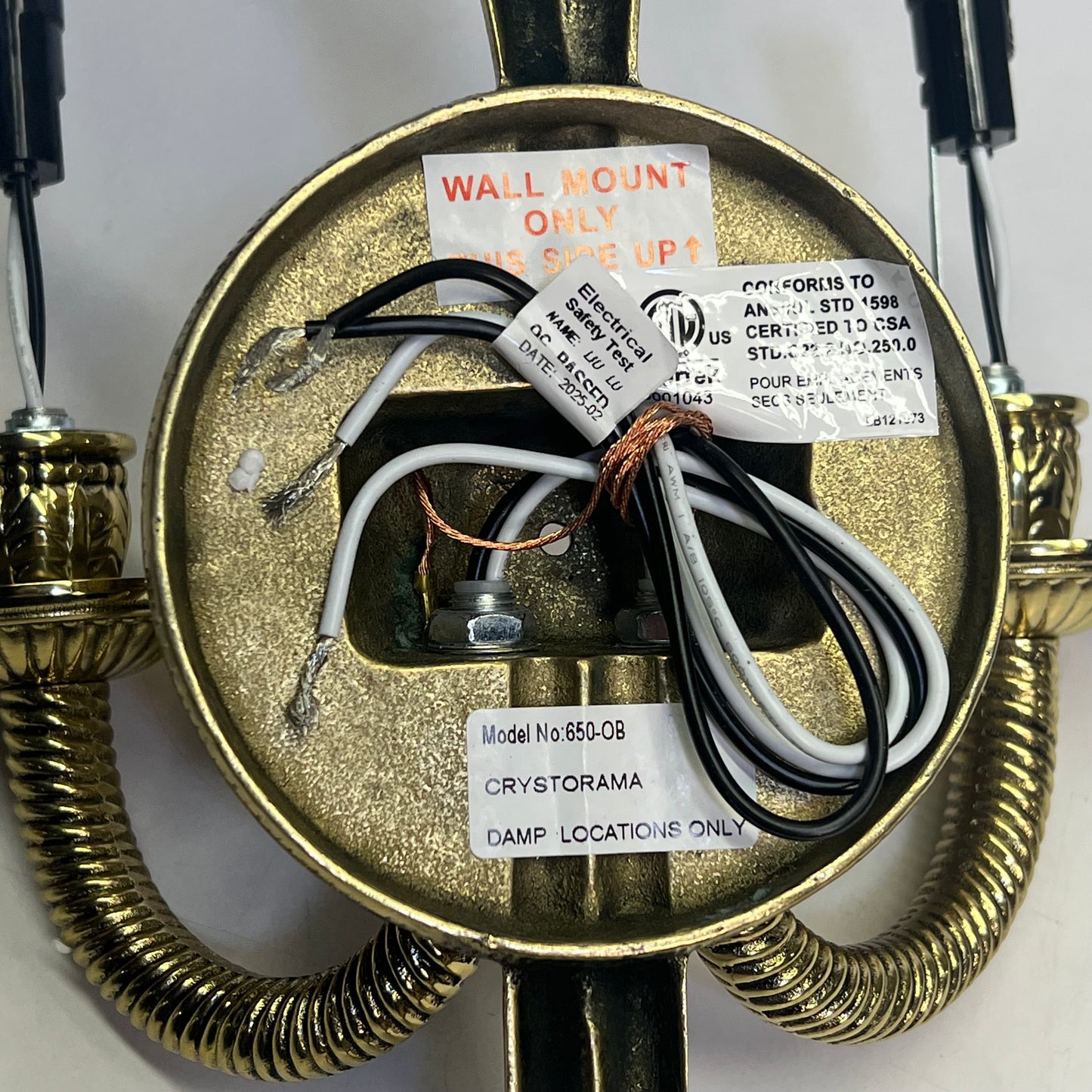 CRYSTORAMA LIGHTING Two Light Wall Sconce In Classic Style 15"x8" Brass 650-OB