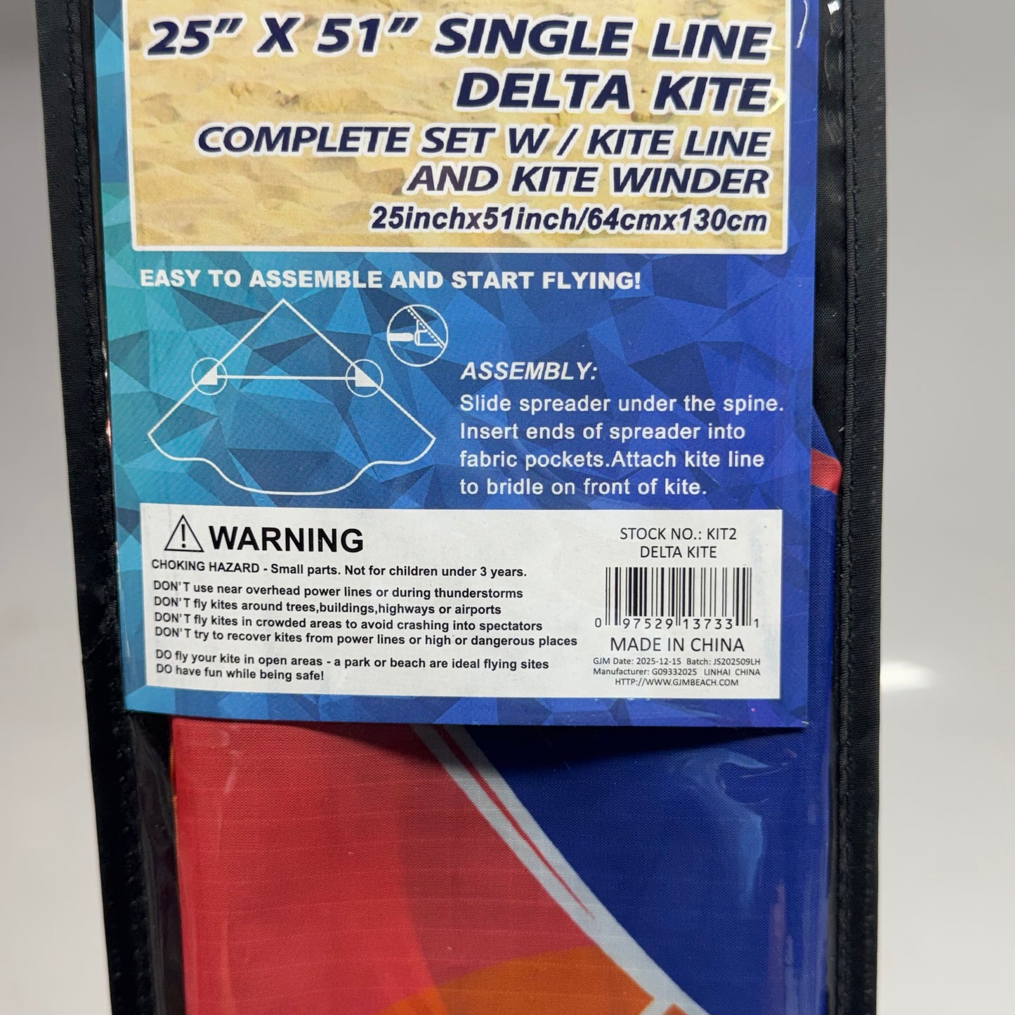 SURFGEAR Single Line Whale-Designed Delta Kite - Complete Set with Kite Line & Winder Sz 25" x 51" KIT2 DELTA KITE