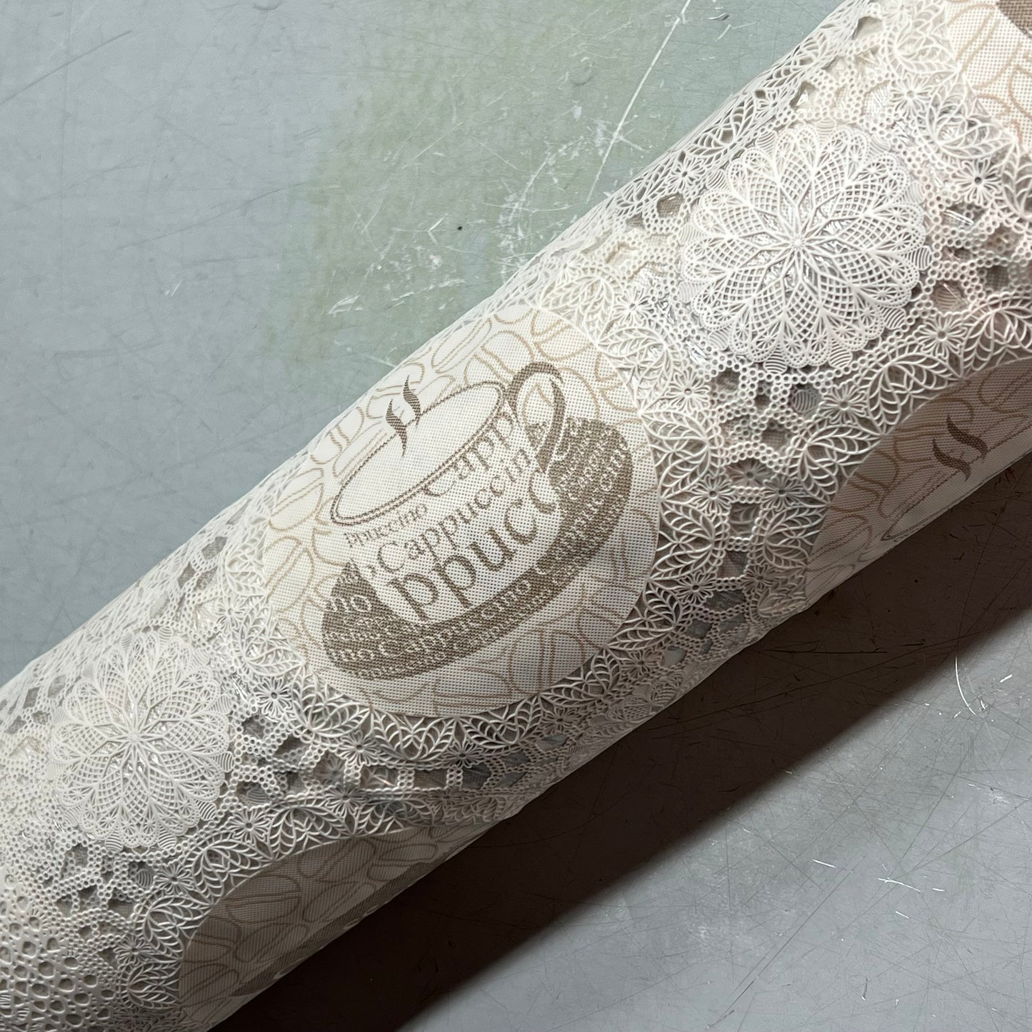 PVC Floral Lace Coffee Mugs Pattern Dinning Table Cloth 54"x60' White/Brown