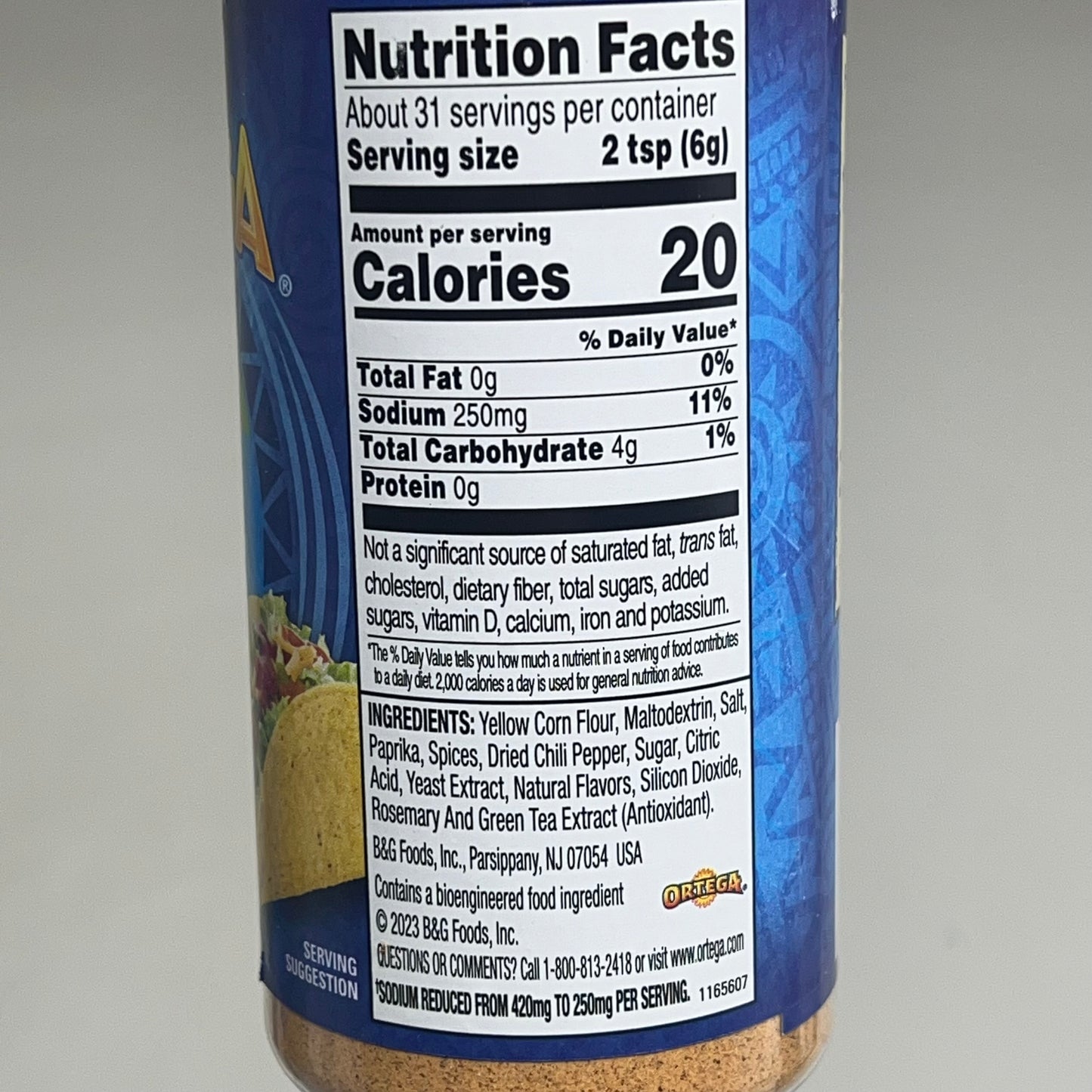 ORTEGA (6 PACK) Value Size Taco Seasoning Mix 40% Less Sodium 6.5 Oz BB 06/26