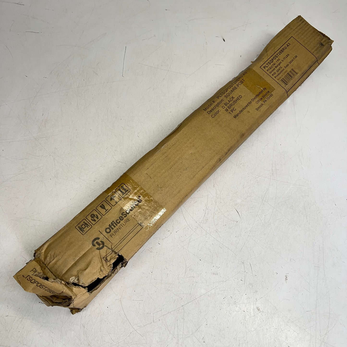 OFFICE SOURCE FURNITURE Brushed Metal Post for Rbbase23 28.5" PLTXPOST28BRU-A3