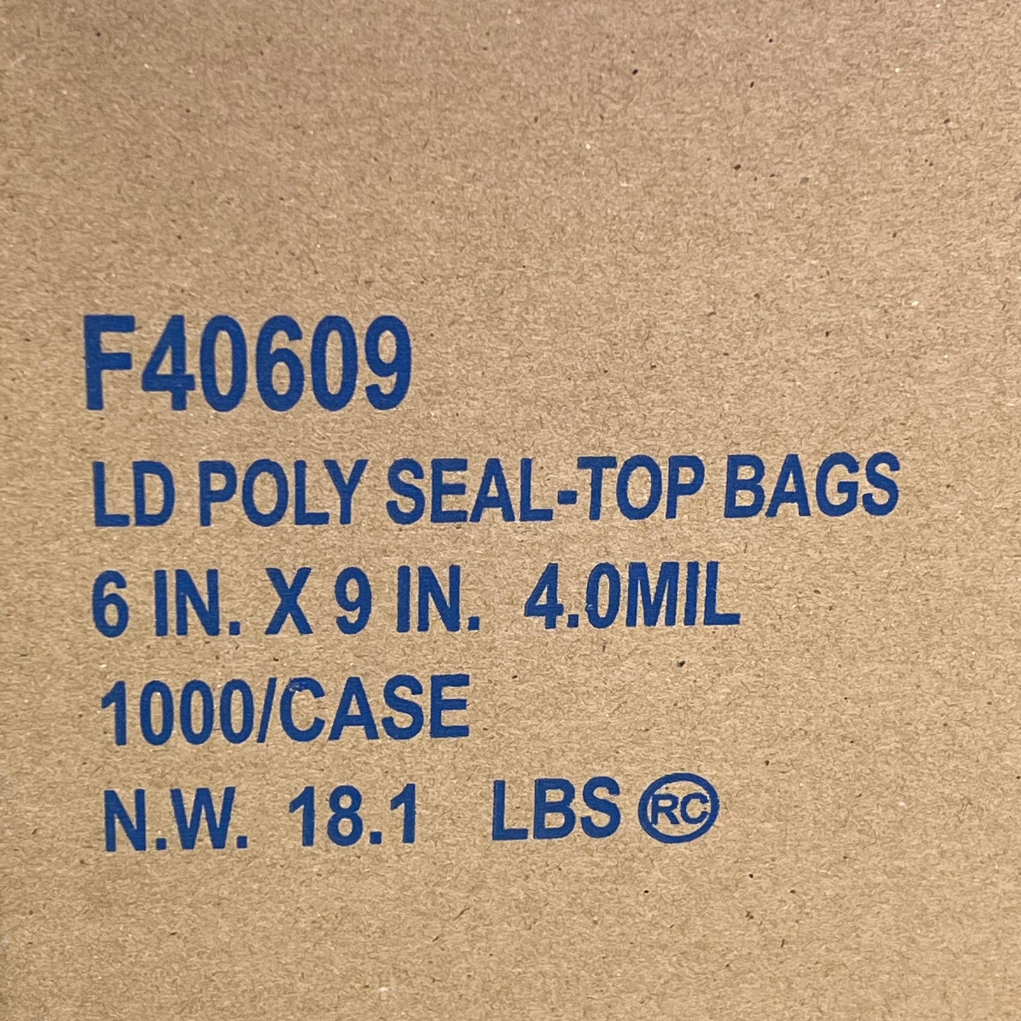 ELKAY PLASTICS (1000) LD Poly Seal-Top Bags 4.0mil. 6 in.x 9 in. F40609