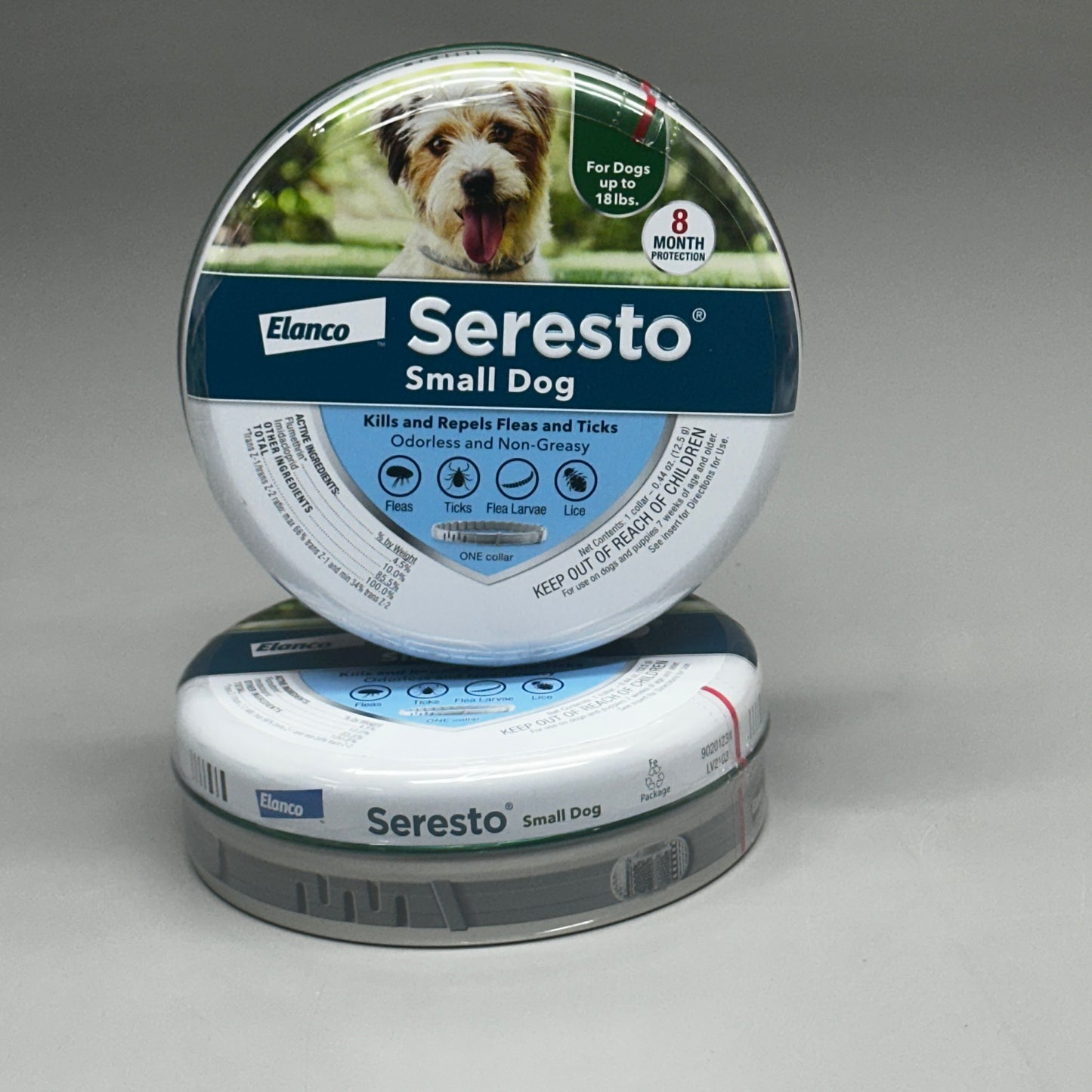 Z@ SERESTO (2 PACK) Elanco Flea & Tick Collar for Dogs Under 18 lbs 8 Month Protection