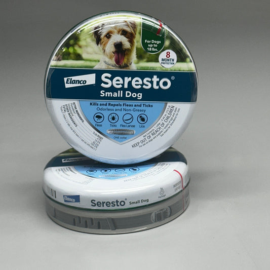 ZA@ SERESTO (2 PACK) Elanco Flea & Tick Collar for Dogs Under 18 lbs 8 Month Protection C