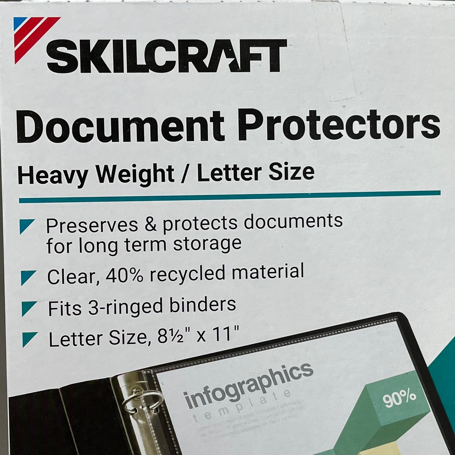 SKILCRAFT (2 PACK) Document Protectors Heavy Weight 3-Hole 8.5" x 11" 50 Sheets