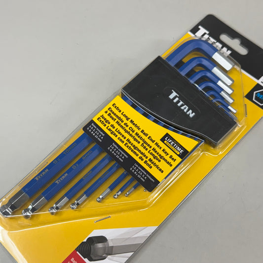 TITAN (9 Pieces) Extra Long Metric Ball End Hex Key Set 1.5-10mm Blue 12714