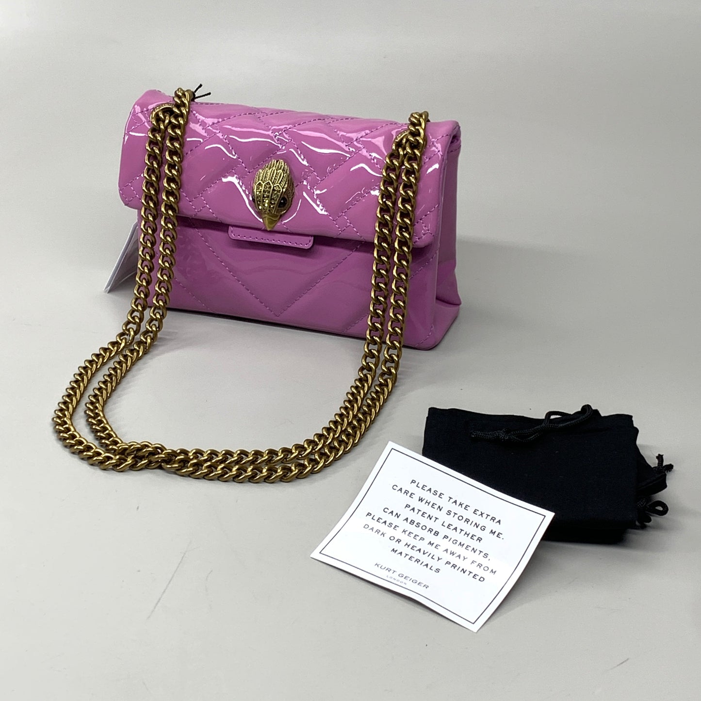 KURT GEIGER Mini Kensington Leather Evening Bag 8" x 6" Purple 0846390309 New