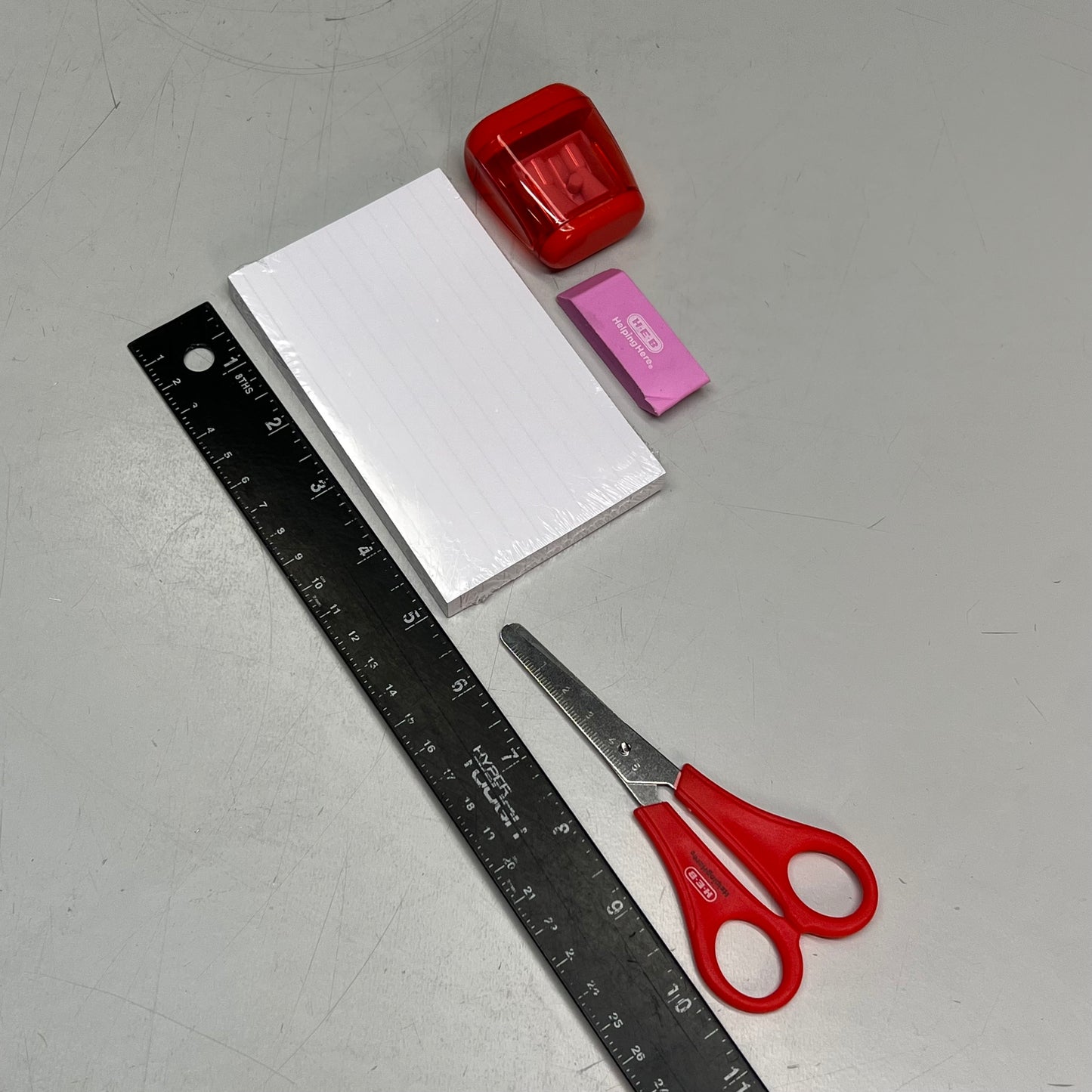 H.E.B School Supplies Set In Drawstring Backpack Clear/Black